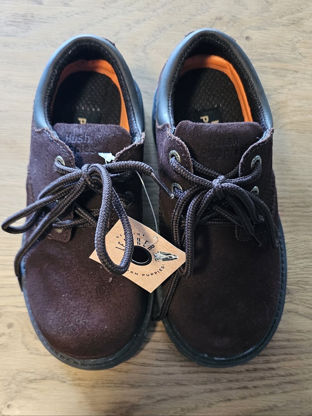 Hush Puppies Kids Dark Brown Suede Lace-Up Shoes